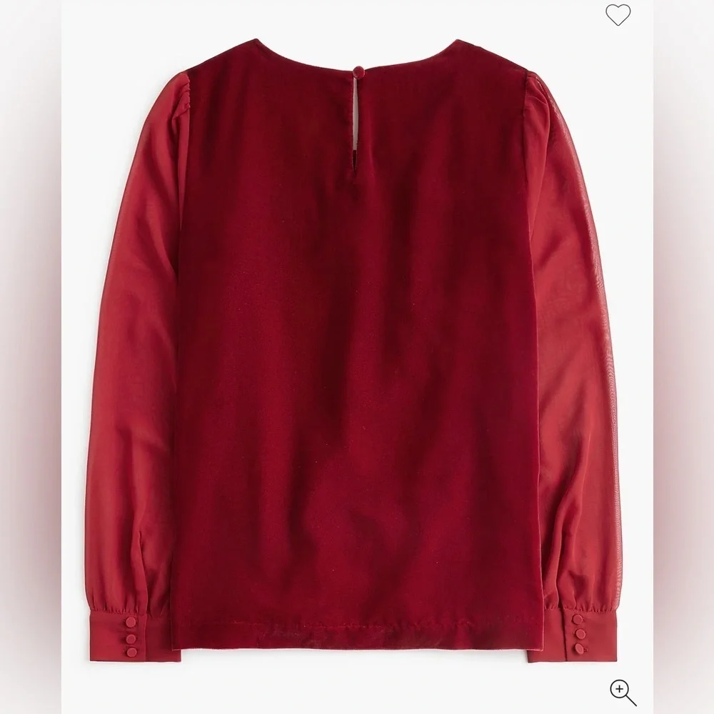 J. Crew Velvet Puff-Sleeve Top in Berry Sangria. Size Medium.